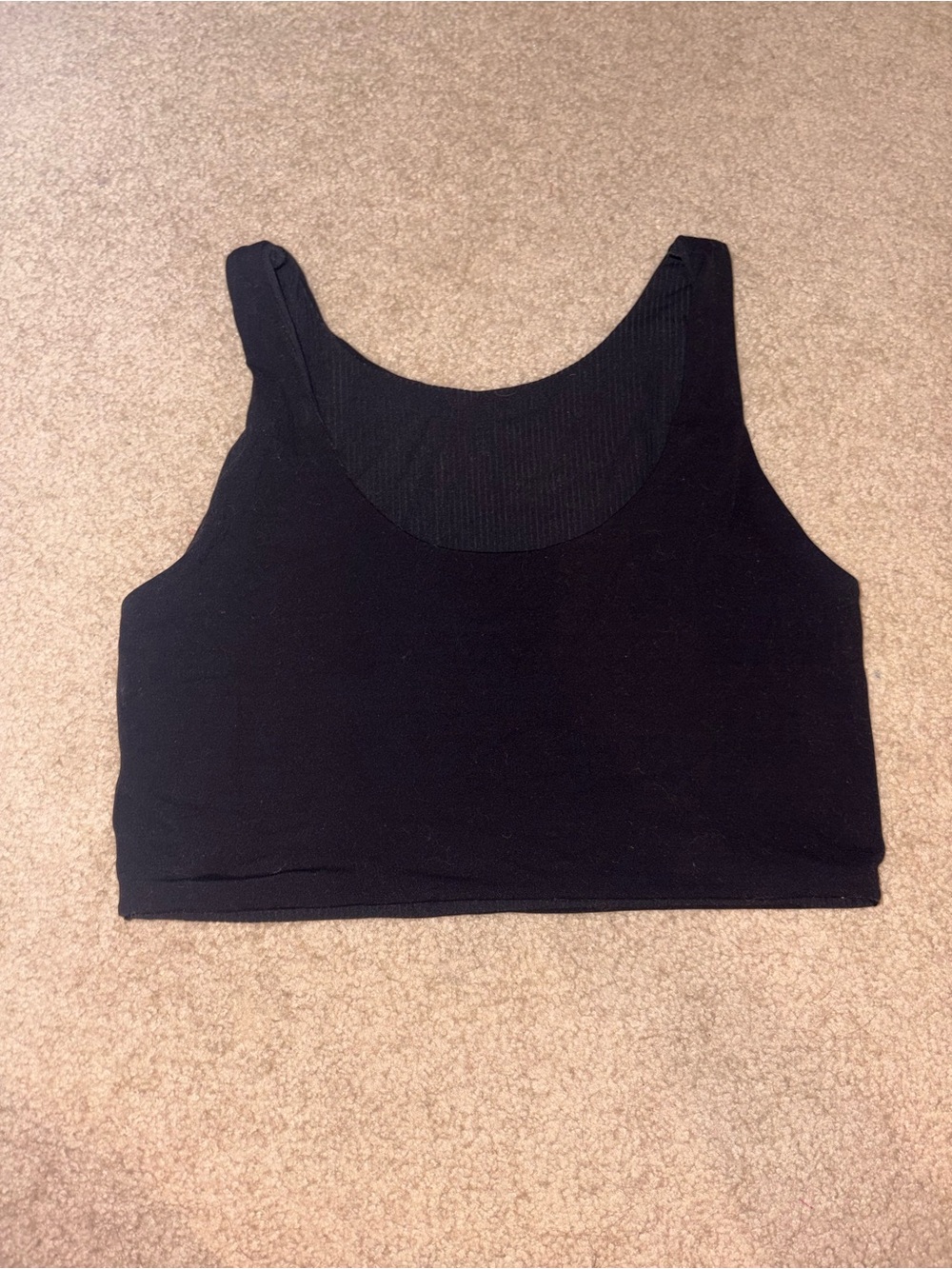 aerie Black Ribbed Scoop Crop Tank